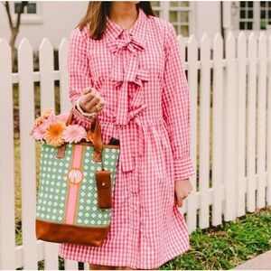 Elizabeth Wilson pink gingham  small bowtie dress